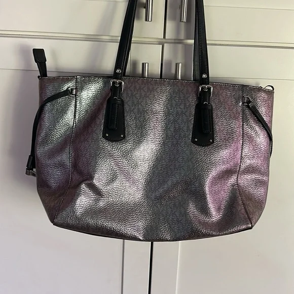 MK Purple Hologram Voyager Tote